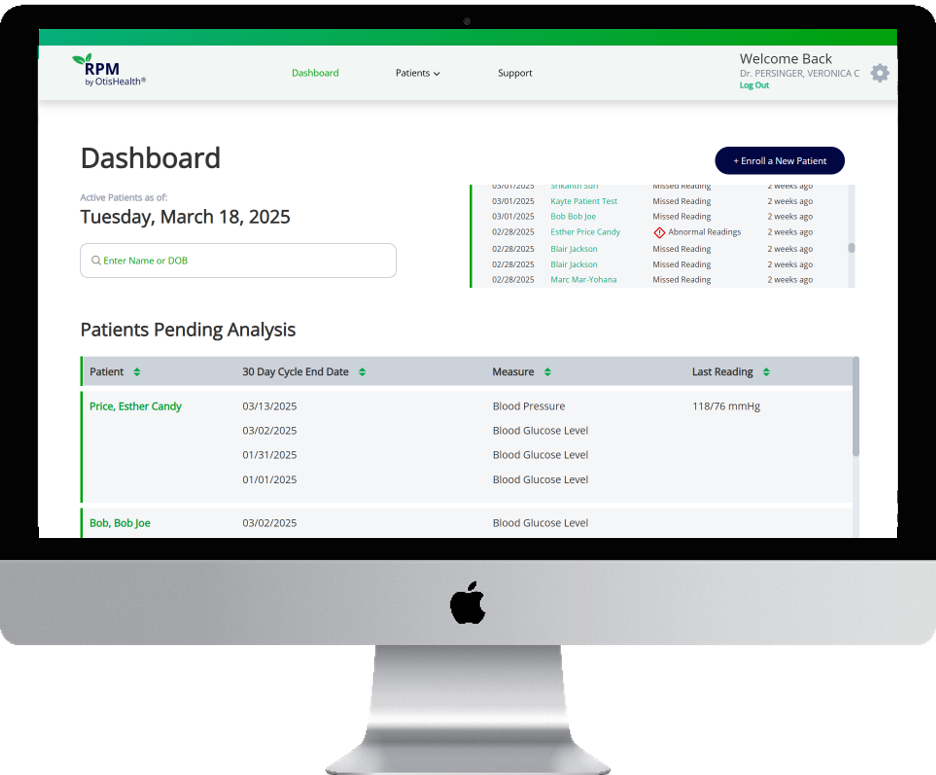 RPM by OtisHealth Provider Portal Dashboard